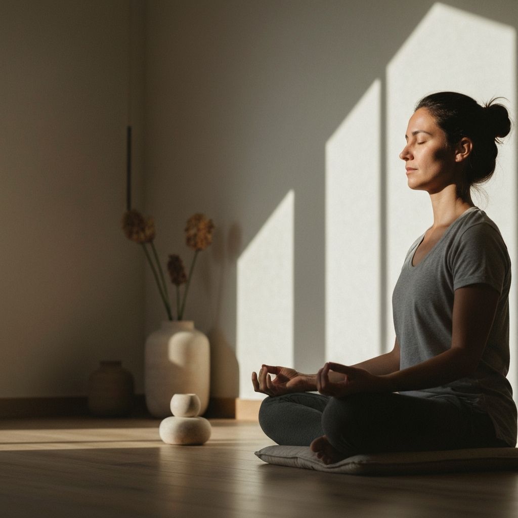 Ruhige und konzentrierte Augenbewegungen während einer Entspannungsübung